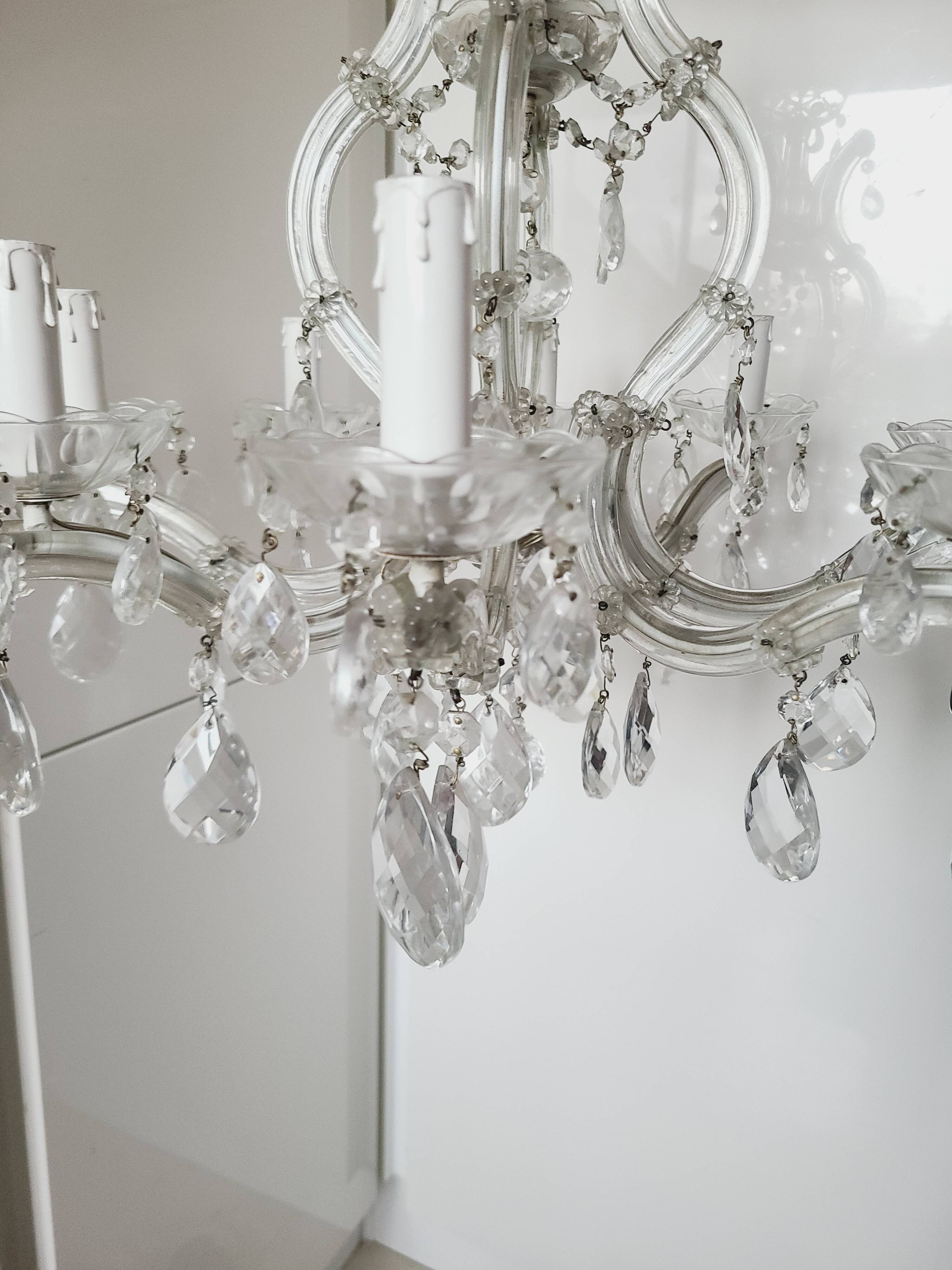 Antique crystal chandelier with 8 lights, 68 x 56 cm