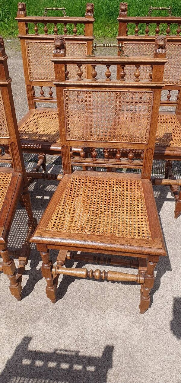Ensemble ancien 6 - chaise en osier en chêne
