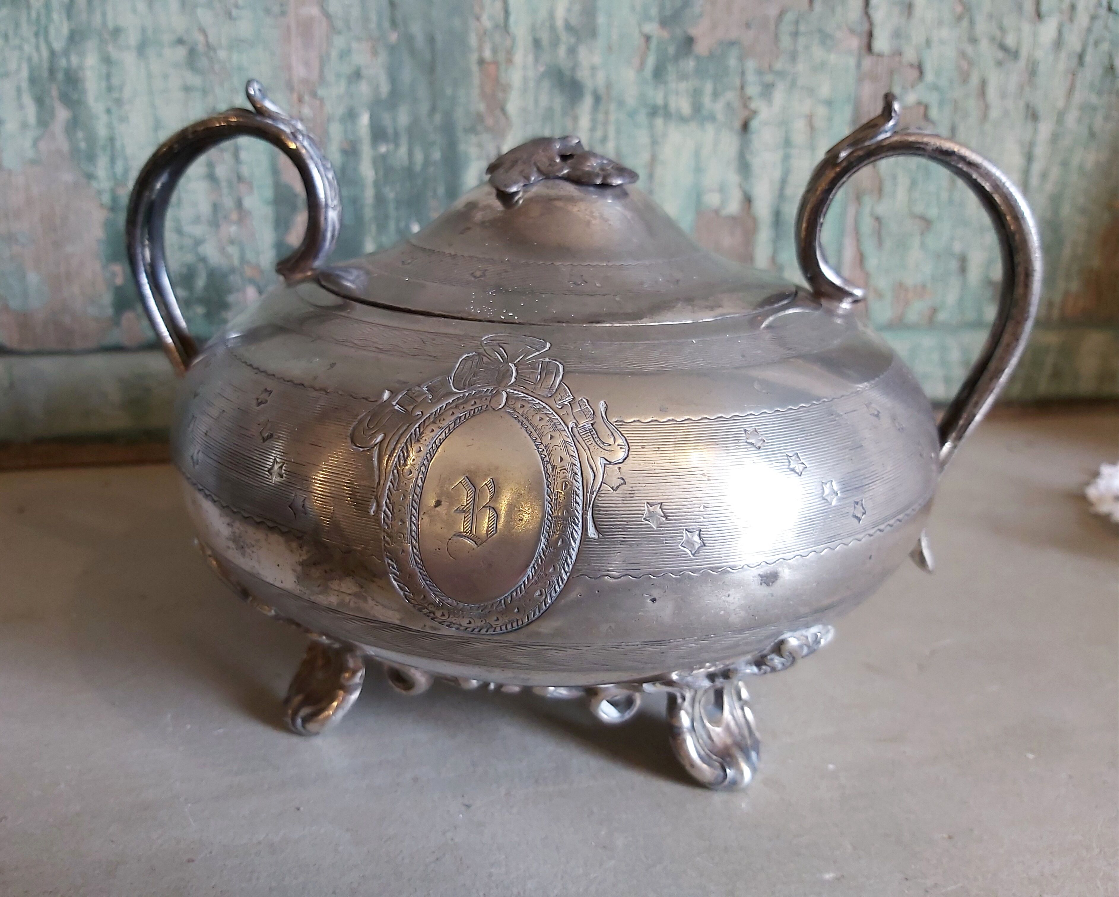 Teapot and sugar bowl set from James Dixon & Sons from Shefield in silver plating
