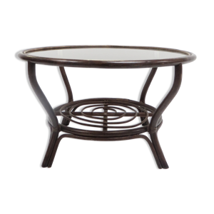 Table basse ronde vintage en bambou