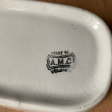 Porcelain pitcher stamped AMC part of a 3-piece toiletries
