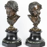 "The Children of Bacchus" Pair of Putti in bronze Late 19th Century