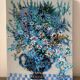 Blue flowers in celebration, oil on canvas signed Jacques Rouquier.