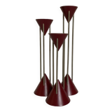 Trio of vintage burgundy candlesticks