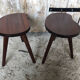 Pair of bedside table scandinavian tripod wood vintage #a240