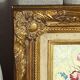 Still life, painting on hardboard, wooden and stucco frame.