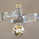 Old 2-light crystal candlestick signed SCHNEIDER FRANCE vintage design from the 60s