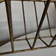 1960 magazine rack faux bamboo in beaten gold iron Italian craftsmanship