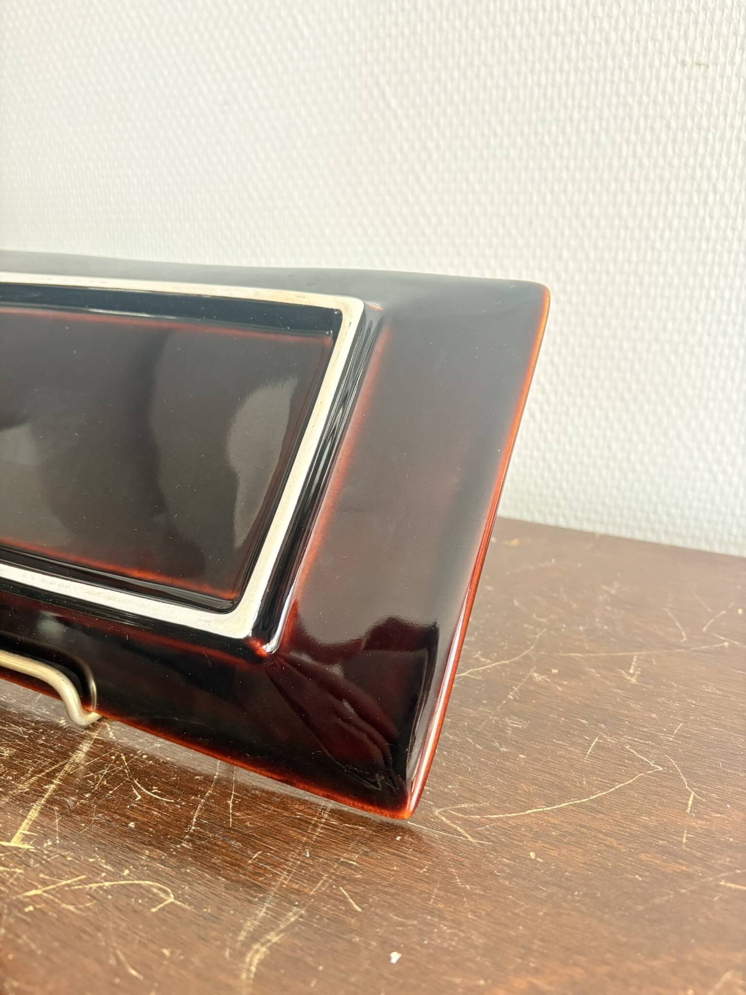 Vide poche, plat rectangulaire en céramique émaillée, 1970
