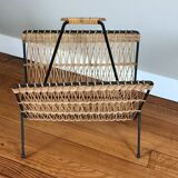 Wicker and metal magazine rack