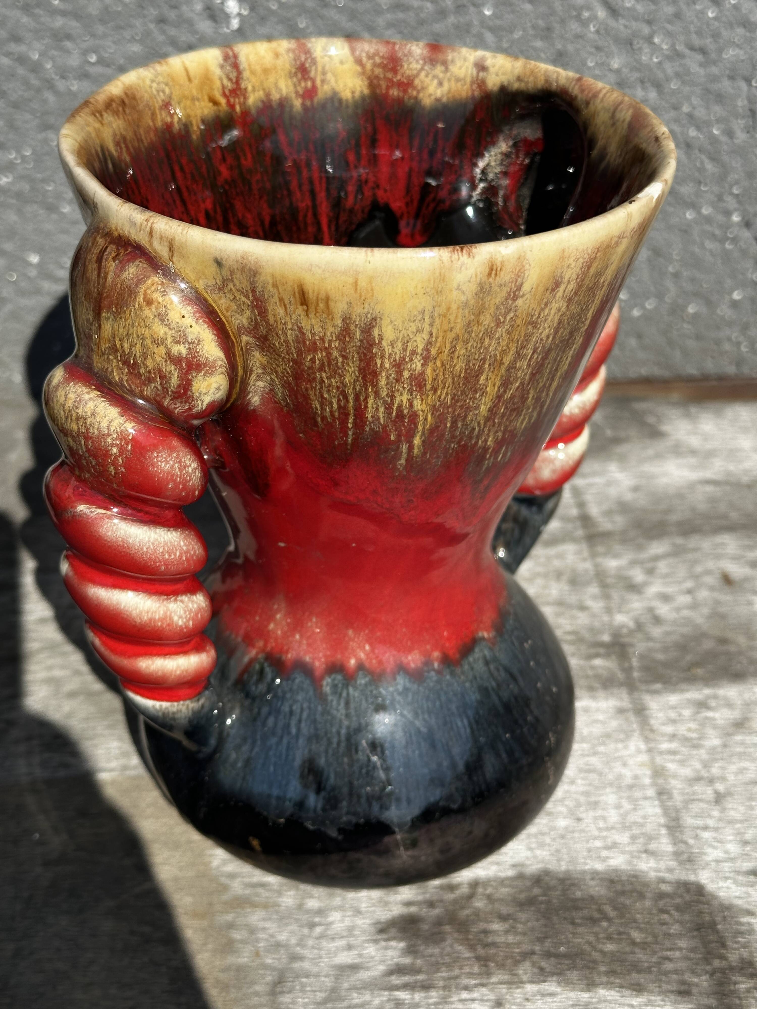 Vintage ceramic vase from Vallauris, signed JAC