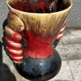 Vintage ceramic vase from Vallauris, signed JAC