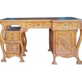 Art Nouveau style desk in solid mahogany