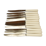 Lot 12 steel knives old vintage white sleeve