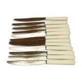 Lot 12 steel knives old vintage white sleeve