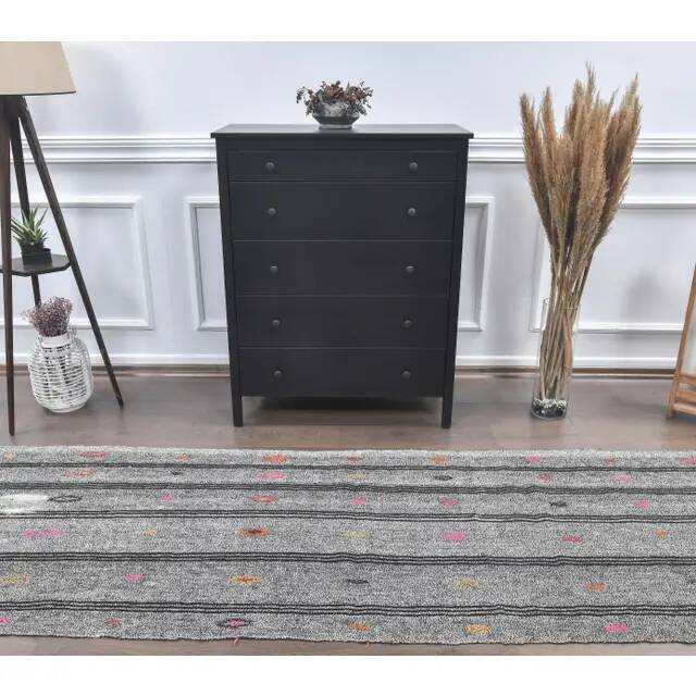 1970s Turkish Handwoven Kilim Wool Rug 95x375