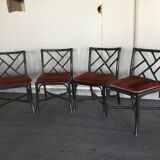 Lot de 4 chaises en bois façon bambou