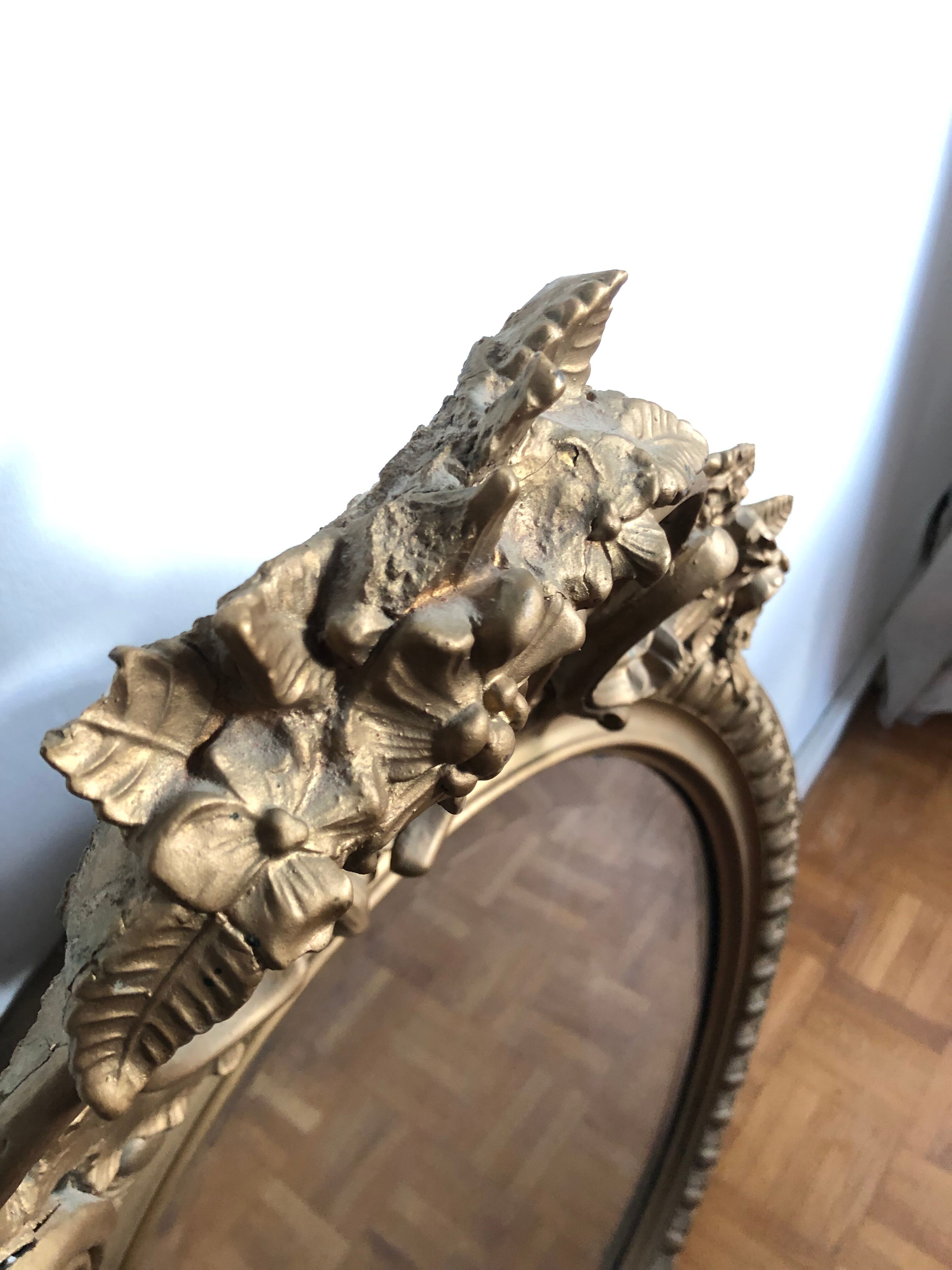 Oval mirror with pediment, 100x70 cm