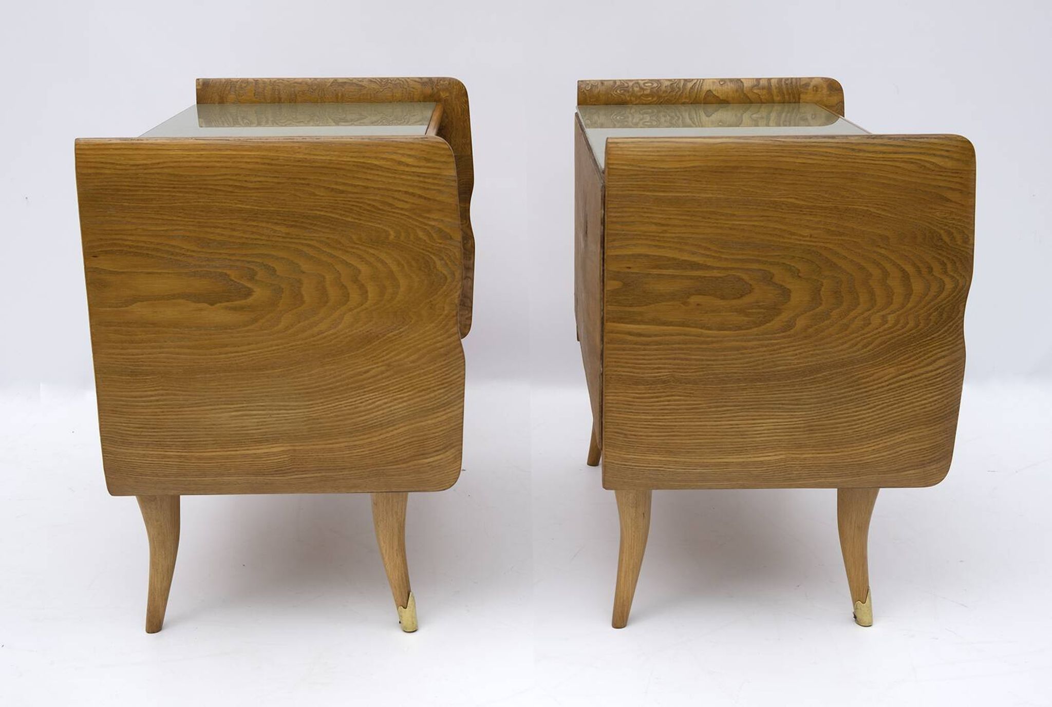 Pair of Art Deco Italian Bedside Tables White Ash Briar, 1920s