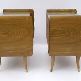 Pair of Art Deco Italian Bedside Tables White Ash Briar, 1920s