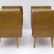 Pair of Art Deco Italian Bedside Tables White Ash Briar, 1920s