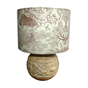 Lampe pied bois sculpté patiné