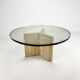 Mid Century Handmade Glass Coffee Table with Travertine Base, 1960s