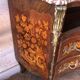 Louis XV style commode – floral marquetry – marble top – gilded bronzes
