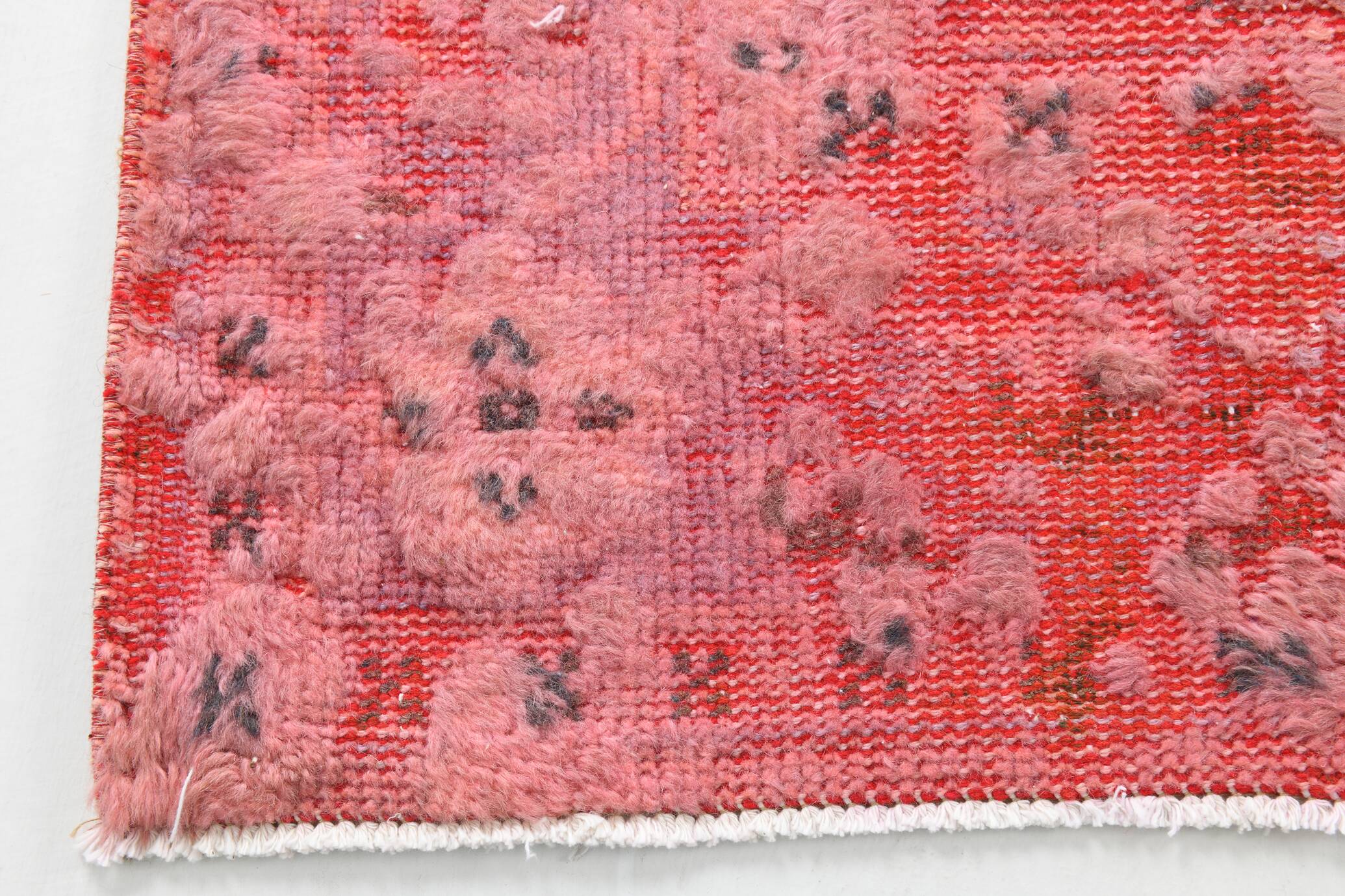 7x11 Vintage Coral Red Handmade Wool Vintage Rug, Living Room Rug,195x319cm