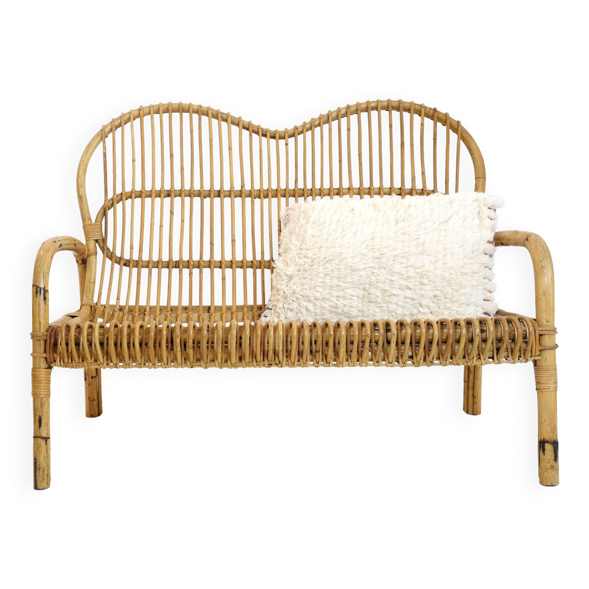 Canapé en rotin italien des années 60