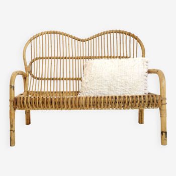 Small Italian rattan sofa from the 60s.