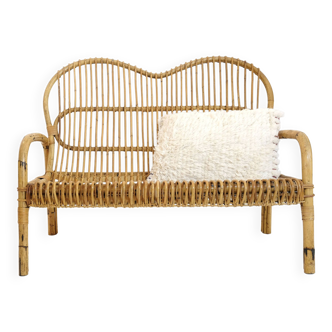 Small Italian rattan sofa from the 60s.