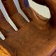 Chaise main (haute) bois exotique massif, vers 1970