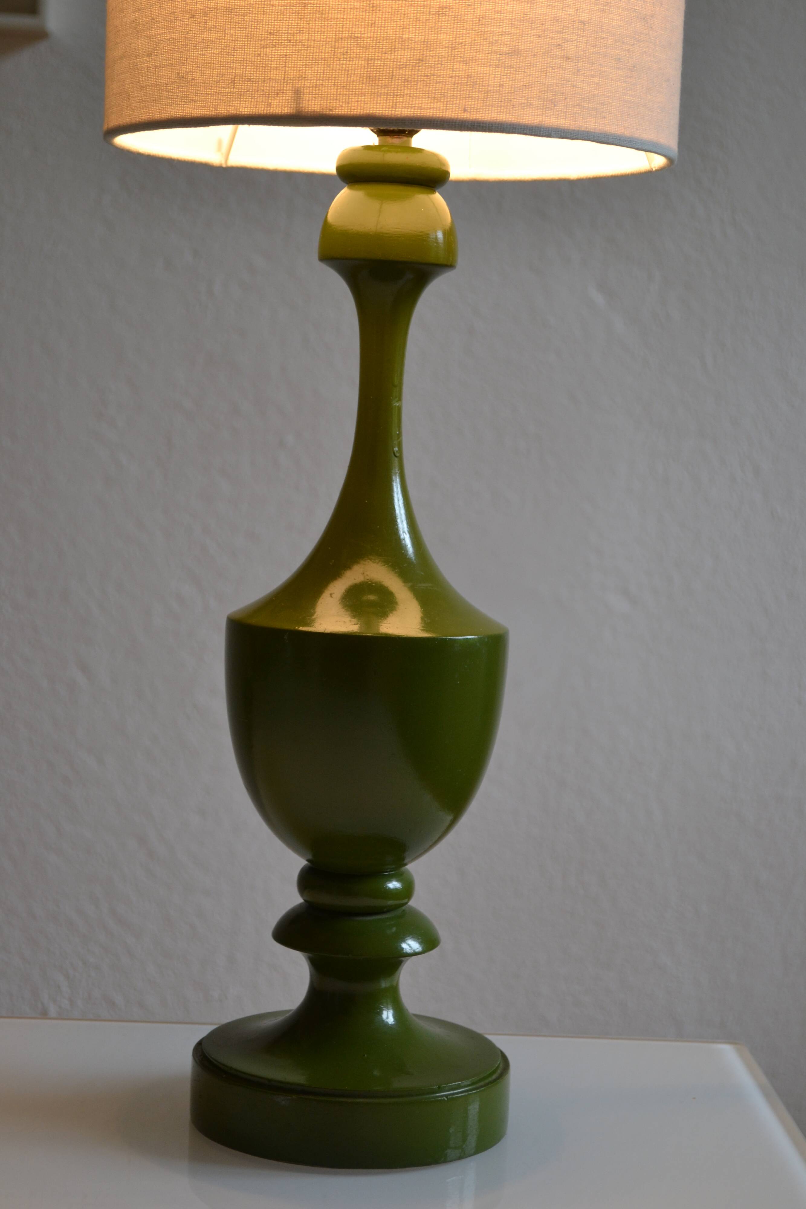 Vintage olive green lamp base circa 1970