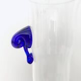 Pair of Transparent Murano Glass Flutes with Colored Details, Italy, 1980s