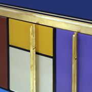 Mid-Century Modern Italian Sideboard in Solid Wood and Coloured Glass