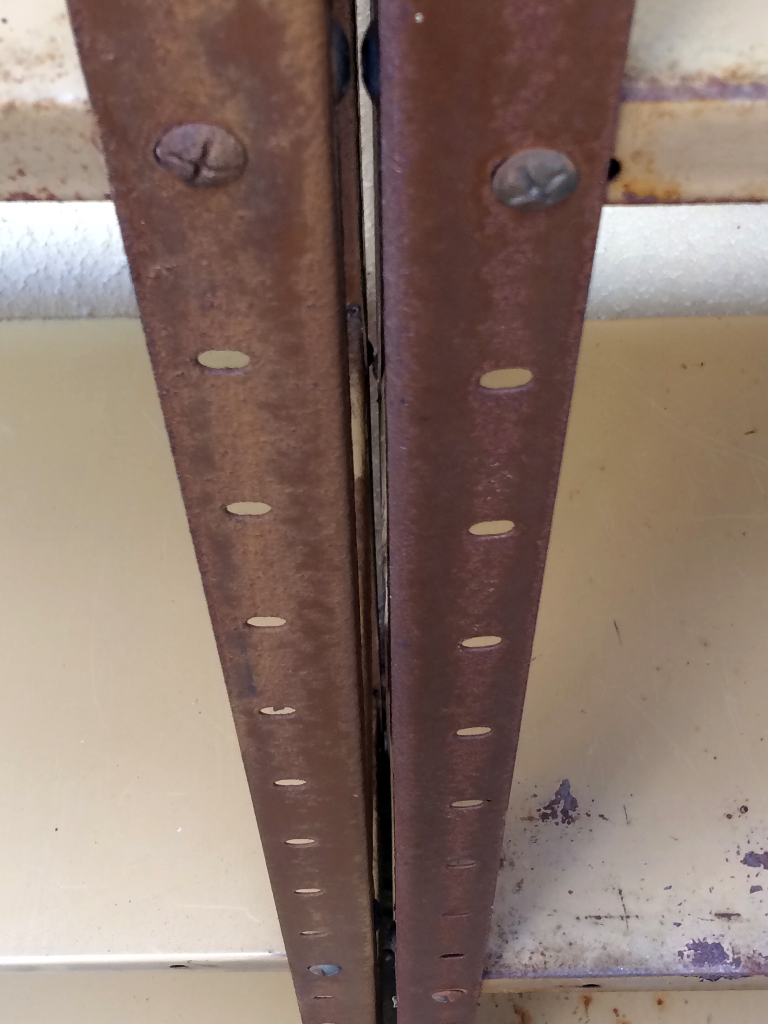 Pair of metal workshop shelves