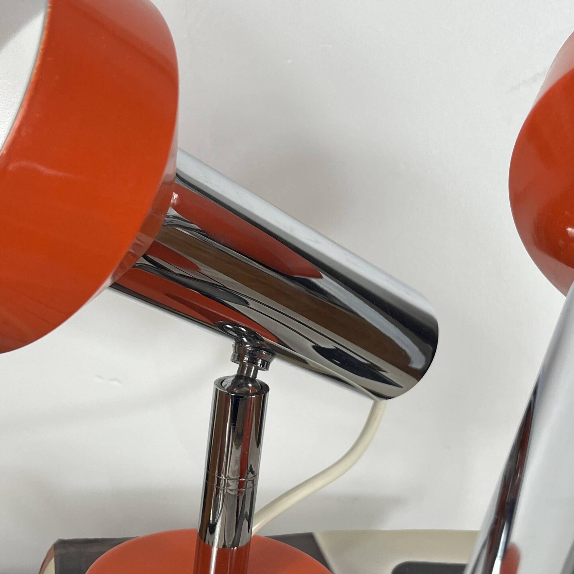 Pair of orange aluminium wall spotlights from the seventies.