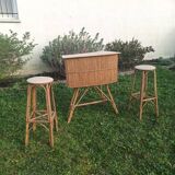 Bar en rotin vintage