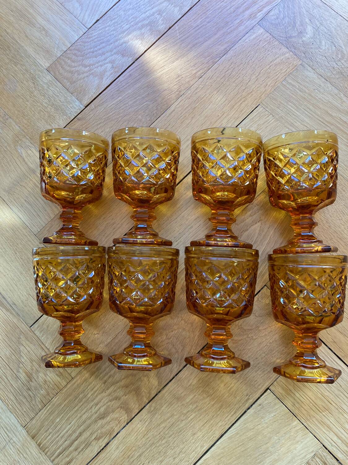 Medieval style amber stemmed glasses