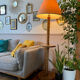 Vintage art deco floor lamp in turned wood