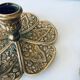 Pair of brass clover candlesticks