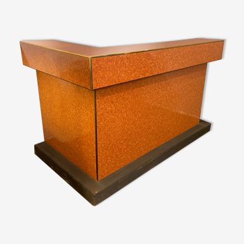 Bar en loupe de bois orangé et laiton, Italie, 1970s