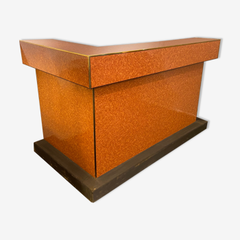 Orange and brass wooden wolf bar, Italy, 1970s