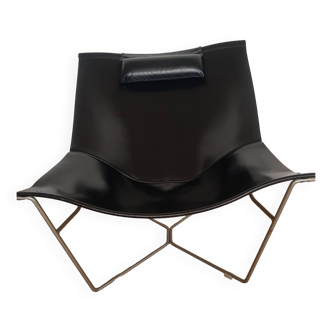 Fauteuils lounges semana en cuir noir en acier par David weeks.