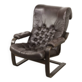 Fauteuil de salon luxueux en cuir, années 1970