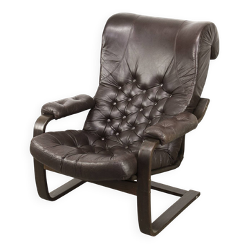 Luxurious Lounge Armchair in Leather, 1970s