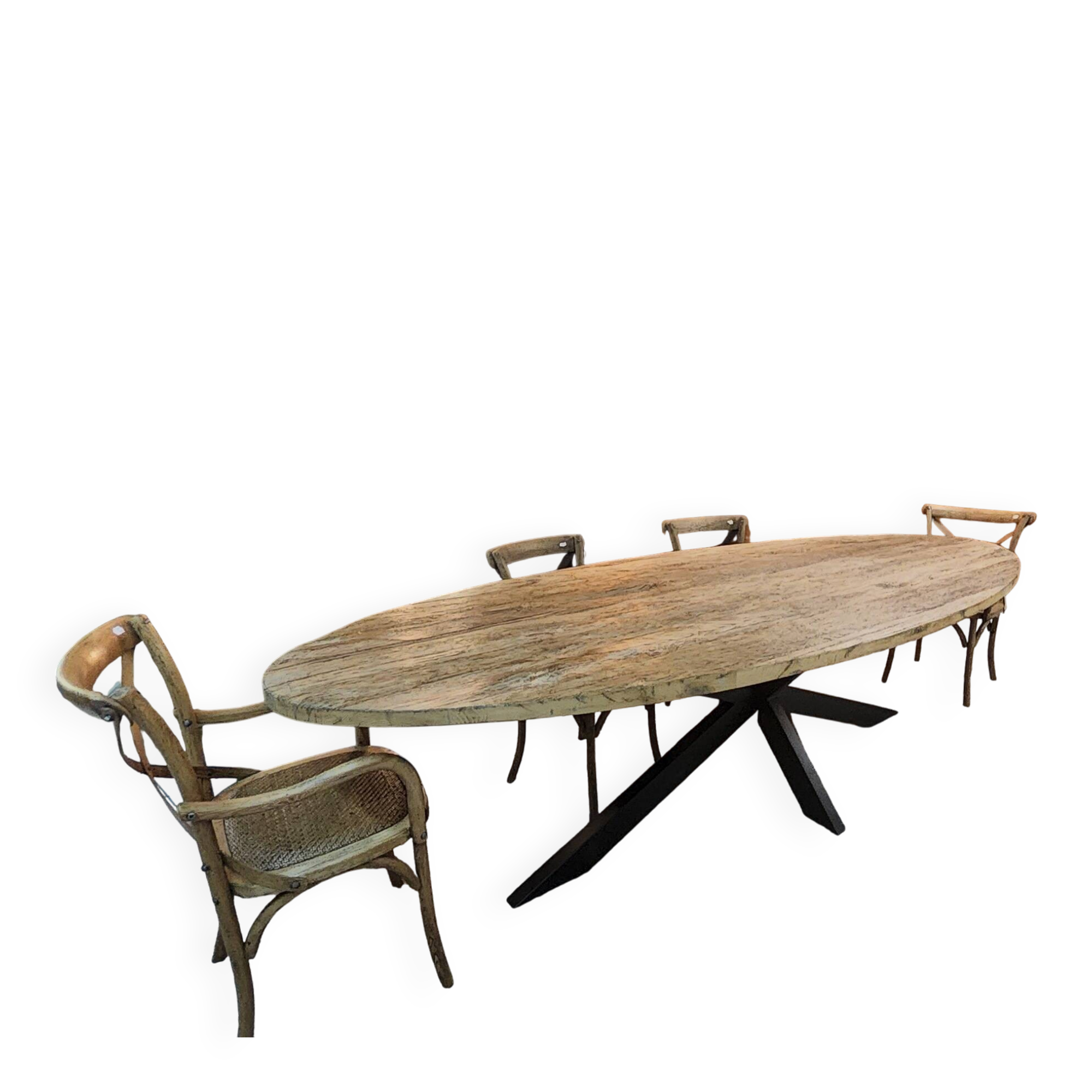 Industrial oval table