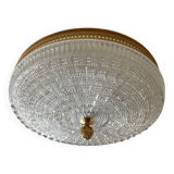 Large vintage Lucien Gau crystal and brass ceiling light