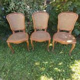 Set of three regency cane chairs